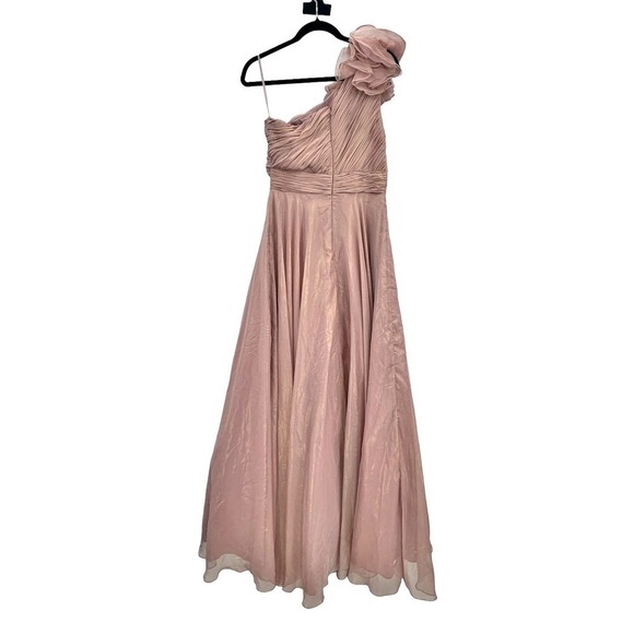 Mac Duggal Iridescent One Shoulder Rosette Ball Gown Rose Gold Size 6 NWT - Picture 8 of 12